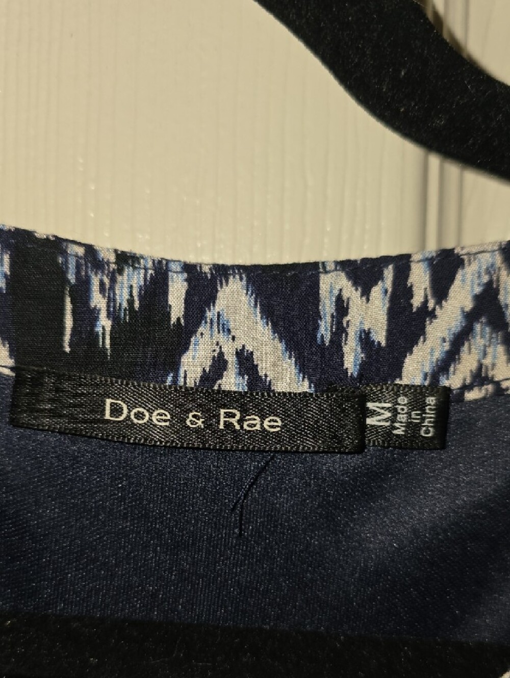Doe & Rae Navy & White Patterned Neckline Top - Picture 2 of 6